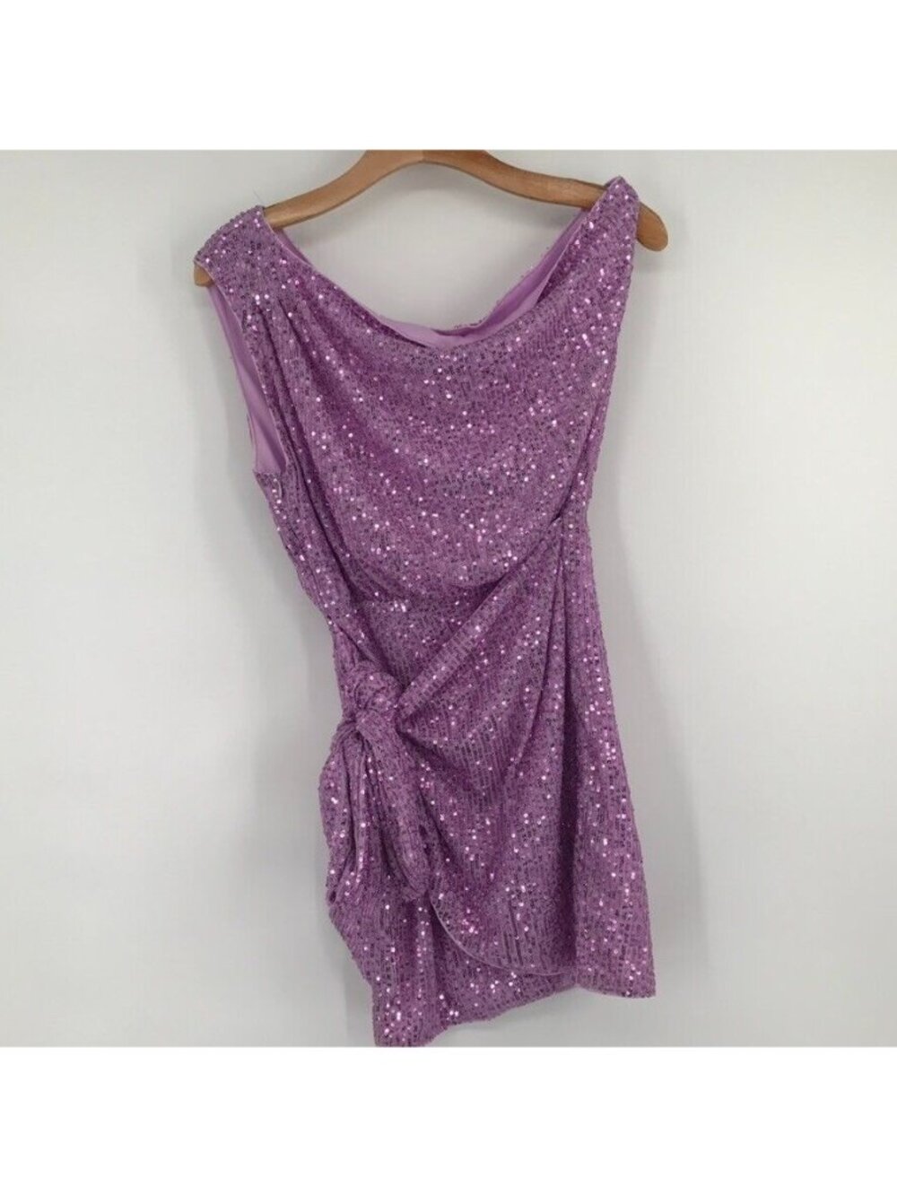 Morning mist pippa one shoulder sequin mini dress lilac size large women's new - Picture 3 of 13